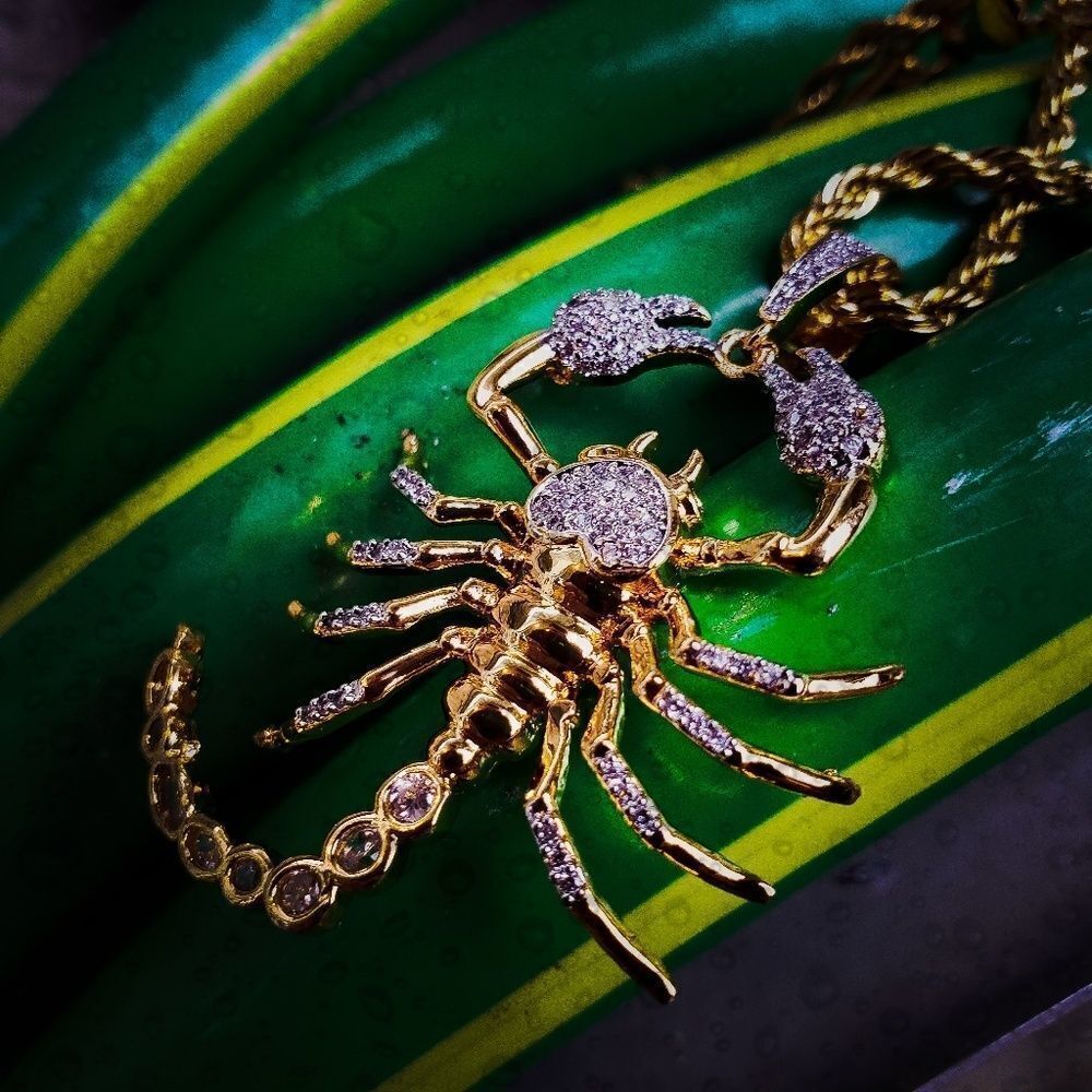 14k Gp Iced Out Scorpion Necklace